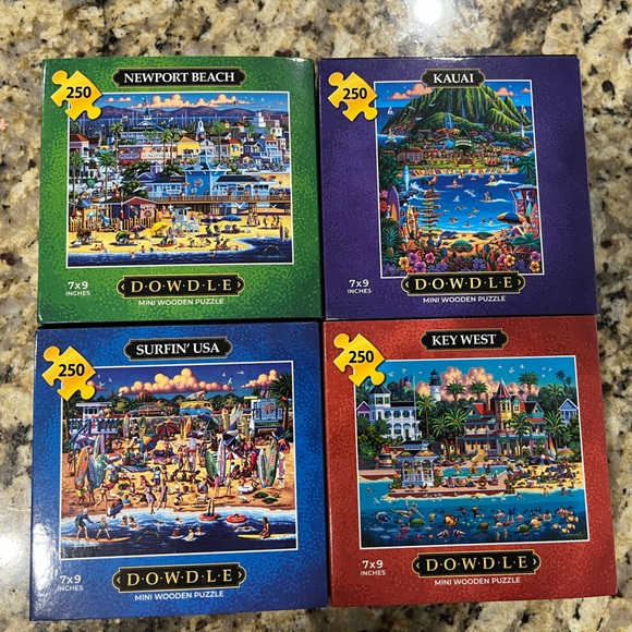 Dowdle Games Dowdle 4 Mini Wood Puzzles With Board Poshmark